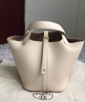 에르메스 피코탄18 화이트 금장 끌레망스 가죽